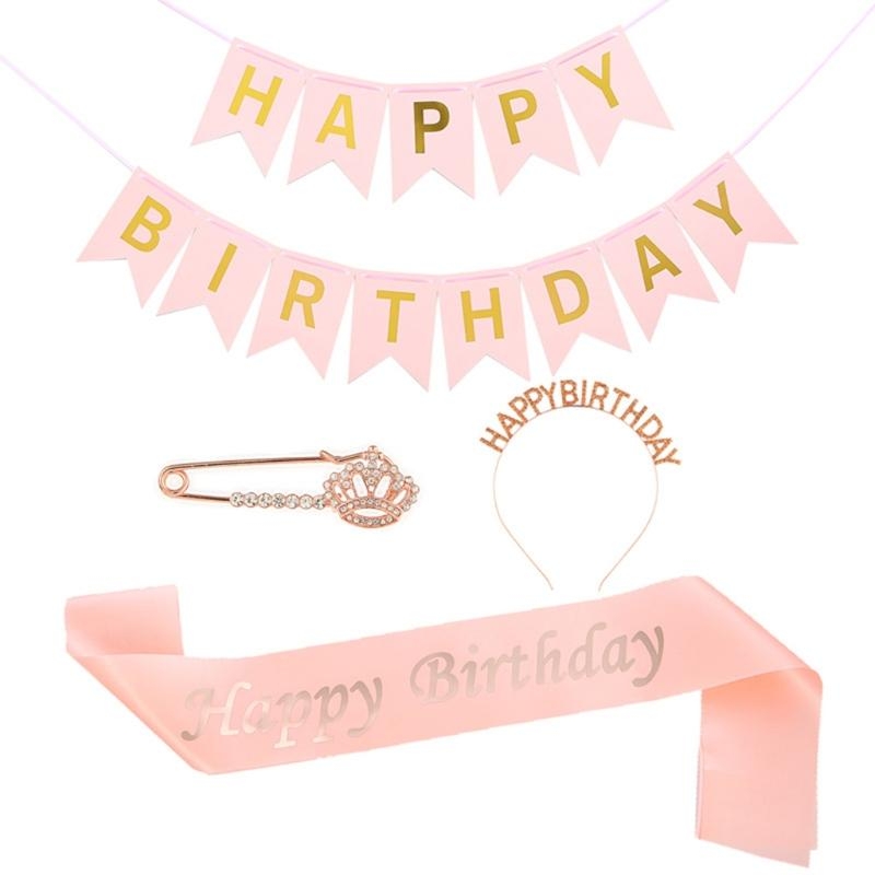 Birthday Sash Glitter - G92D 4 stuks verjaardagsfeestje decoraties champagne