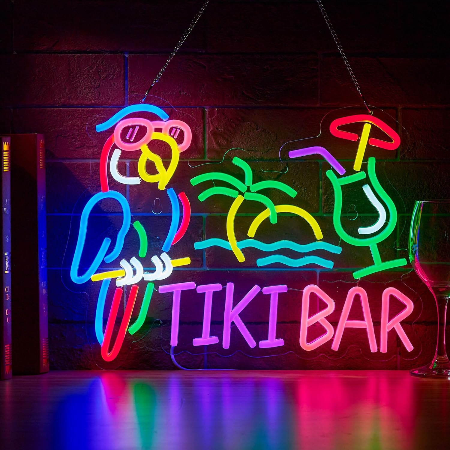 Neon Sign Party - Tiki Bar Papegaai Palmboom Neonlicht Bedrijfsdecoratie