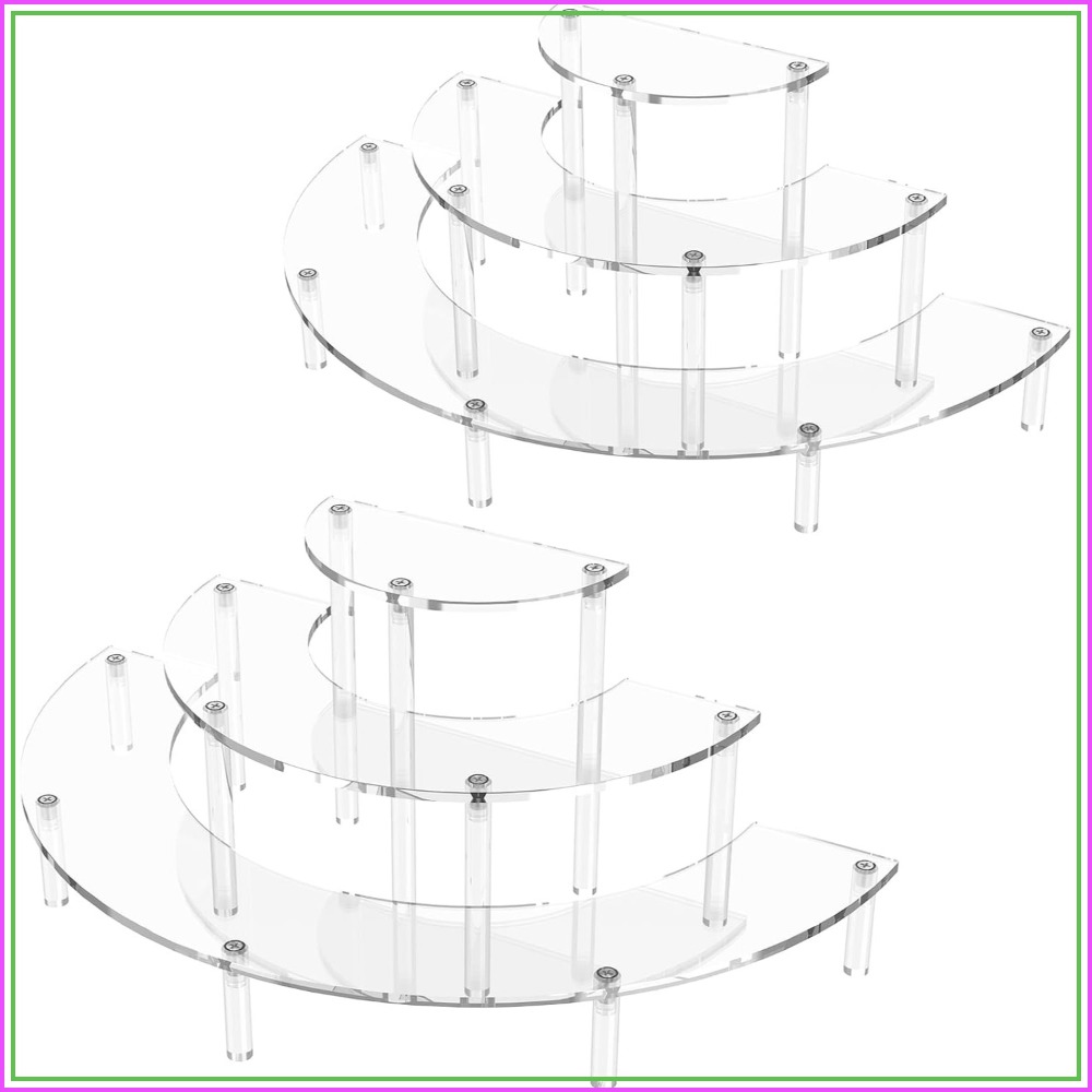 Cupcake Stand Tier - 3-laags acryl displaystandaards, 2-pack, halvemaanvormige cupcakehouder
