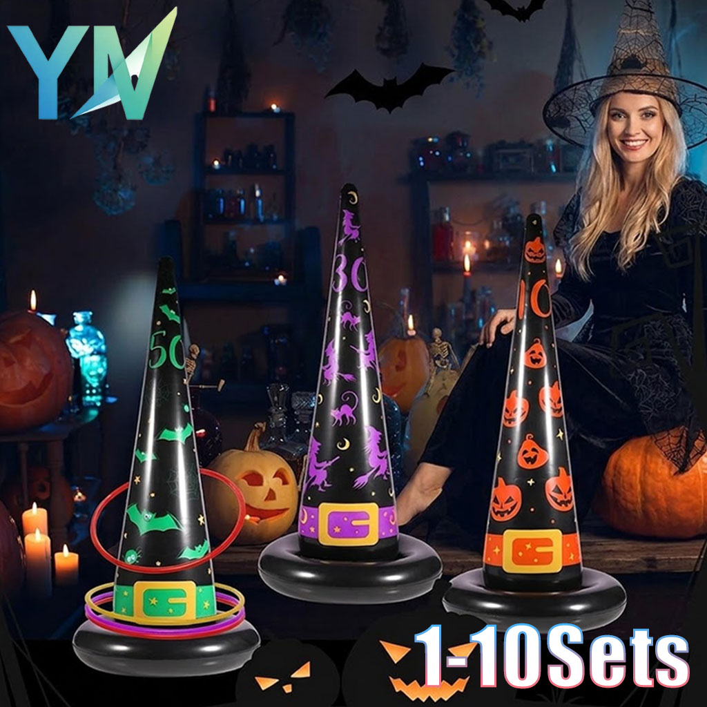 Party Hat Cone - 1-10Sets Halloween Opblaasbare Toss Ring Set