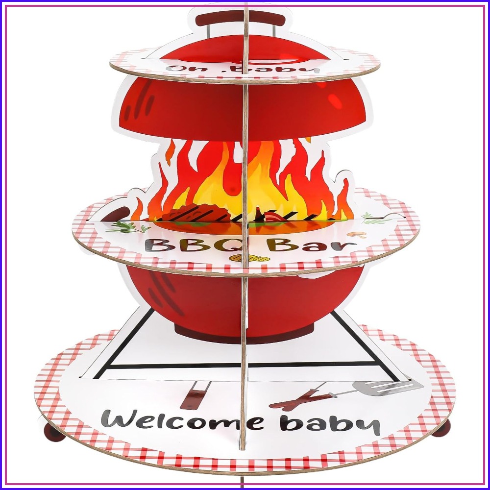Cupcake Stand Tier - 3-laags papieren taartplateau voor BBQ babyshower
