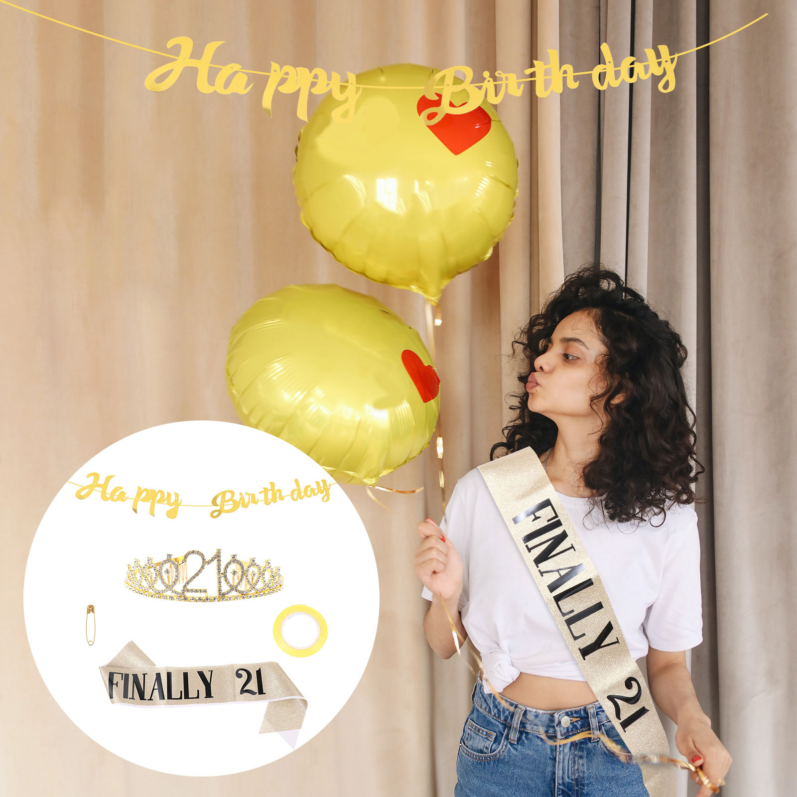 1 Set Verjaardagskroon Sjerp B - Birthday Sash Glitter recensie en prijs