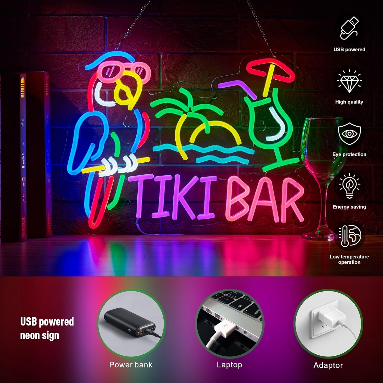 Tiki Bar Papegaai Palmboom Neo - Neon Sign Party recensie en prijs